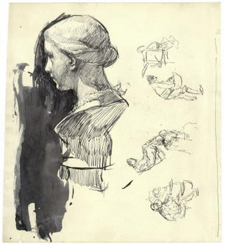 Sorolla, dessin de l’un des profils d’une copie de la Tête de cire de Lille. Non daté