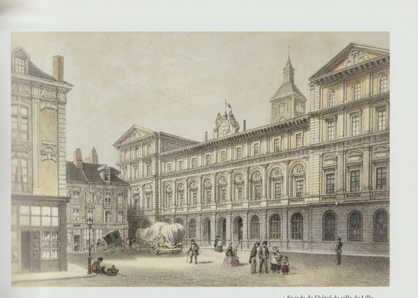 Zoom de l'Hôtel de Ville Place Rihour tel qu’il fut en 1850