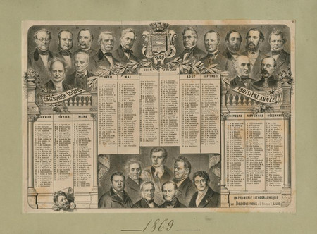 Célébrités Lilloises – Calendrier 1869 Zoom sur le calendrier des célébrités lilloises